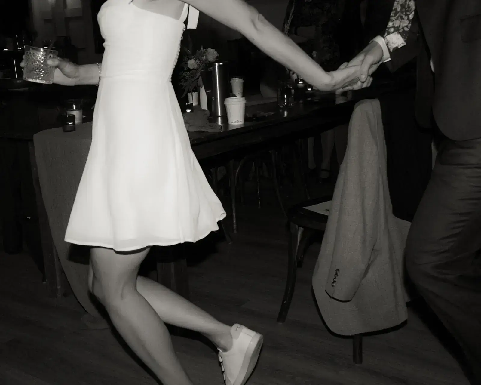 Guests dancing at a South Road Farm wedding reception in Fayette Maine